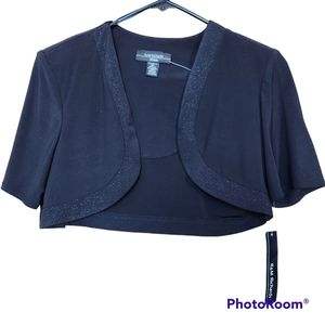 R & M Richards NWT Black Cropped Jacket/Coverlet/Shrug with Sparkle Trim  6P